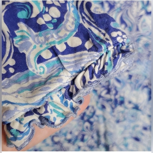 Lilly Pulitzer Medium Royal Purple Animal Viscose Jersey Button Up Top - Picture 4 of 9